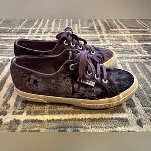 Superga Women's Luxurious Velvet Sneakers in Deep Purple
